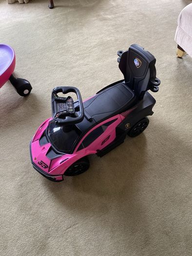 Lamborghini Car 2-in-1 Push-Along Ride On Pink