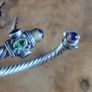 Bracelet Beautiful Silver Torque Bangle Cuff with Amethyst and peridot Image 3