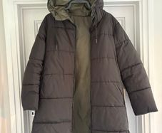 Zara Black / Dark Green Reversible Water Repellent Long Puffer Coat L