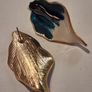 Irregular Navy Ombre White Gold Leaf Stud Earrings Image 9