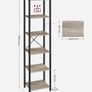 Industrial 6-Tier Bookshelf Tall Narrow Image 2