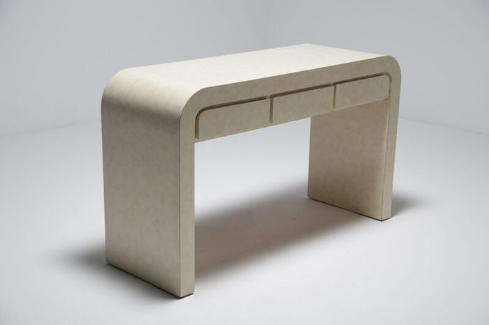 Mid-Century Modern Formica Waterfall Console table, attributed to Karl Springer, 1970s.
