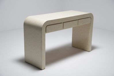 Mid-Century Modern Formica Waterfall Console table, attributed to Karl Springer, 1970s.