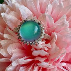 Sterling Silver Opalite Halo Ring