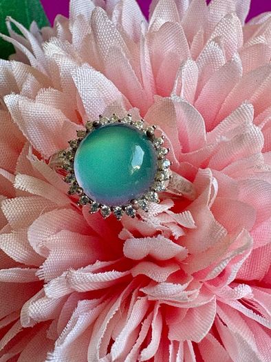 Sterling Silver Opalite Halo Ring