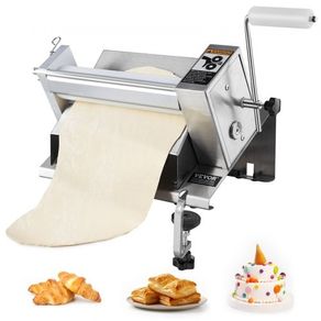 Manual Dough Sheeter Machine, Puff Pastry Sheeter and Fondant Roller, Removable Handle, Panel, Roller for Easy Cleaning, Max 1/2 inch Adjustable Thickness, for Home or Small Commercial Kitchens