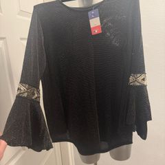 BNWT Black/golden party blouse Made in France size UK16 EU44 Postage included