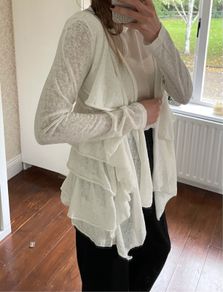Miso cream knit cardigan size UK 10 ruffle waterfall