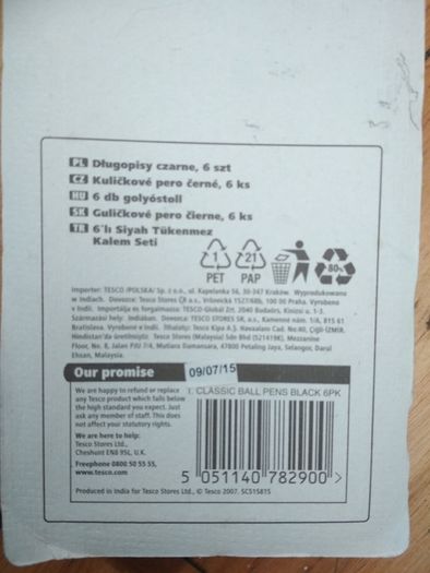 6 Ball Point pens - Tesco