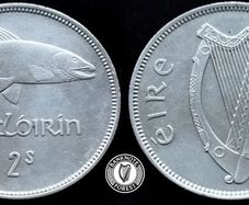 [#2416] - Ireland 1939 | Scratches | Irish Florin | Salmon | KM.15 | aUNC