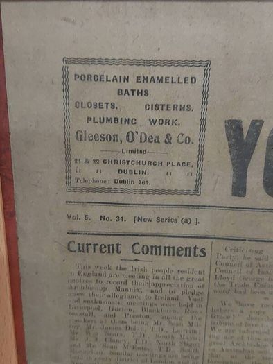 Framed vintage EIRE OG newspaper