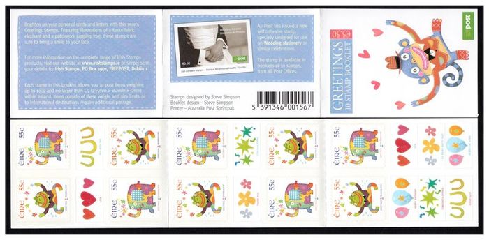 2008 Ireland Greetings (Juggler) Self-adhesive Commemorative Stamps Booklet Mint Never Hinged (MNH)