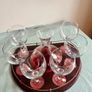 Vintage Wine Decanter Set 6 Large Goblets Brass Gallery Wood Tray Image 6