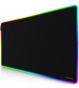 Titanwolf - XXXL RGB Gaming Mouse Mat - 1200 x 600 mm - Mouse Pad - LED multi color - 7 LED colors plus 4 effect modes