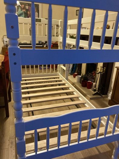 A beautiful White Bunk Bed. No Mattresses.