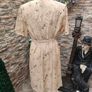 Vintage dress 1940s style beige with brown blue floral print size 12 14 Postage included Image 5