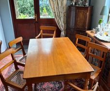 South African yellowwood dining table and 6 chairs