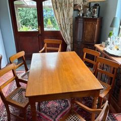 South African yellowwood dining table and 6 chairs