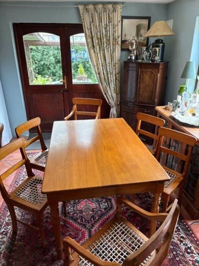 South African yellowwood dining table and 6 chairs