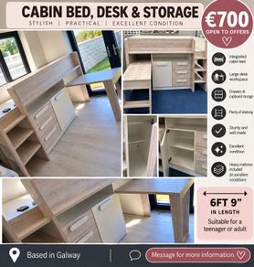 Cabin Bed, Desk & Storage