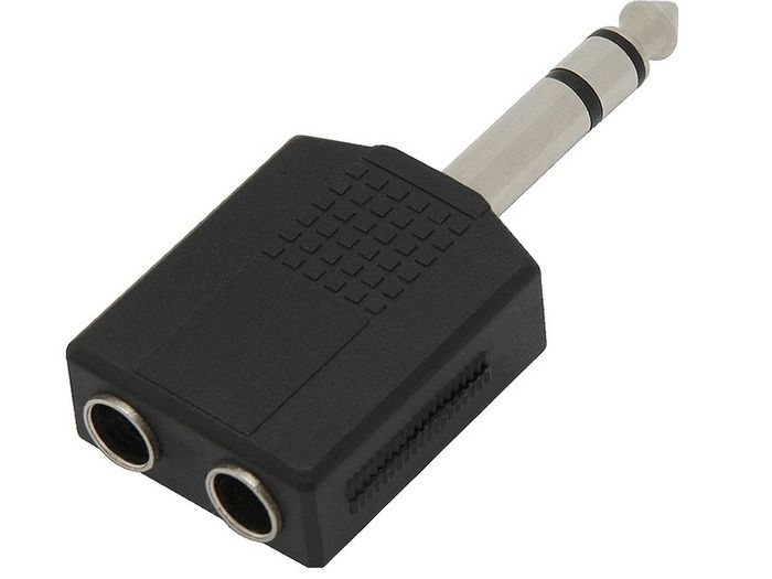 New Two Way Big Jack Splitter 6.5mm Stereo - 2x 6.5mm Socket Adapter # 1549