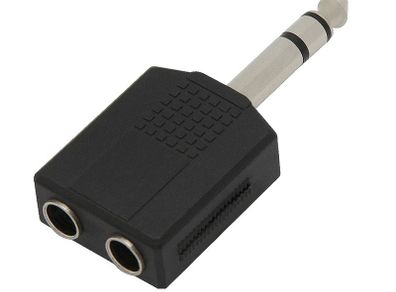 New Two Way Big Jack Splitter 6.5mm Stereo - 2x 6.5mm Socket Adapter # 1549