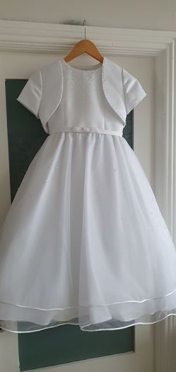 LITTLE FOLK communion dress, bolero, veil, bag, shoes, socks, gloves Sz 8 years - Rrp 450 in total