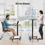 Mobile Standing Desk with 4 Rolling Castors, Height Adjustable Desk on Wheels, Portable Stand Up Desk, Over-Bed Table for Living Room Image 6