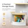 Toddler Table and Chair Set, Wooden Round Table with 4 Storage Stools, Kids Tables and Chairs for Arts, Crafts, Read and Play Image 3