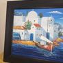 Oil on Canvas by Vinno Mediterranean Scene - Framed Image 6