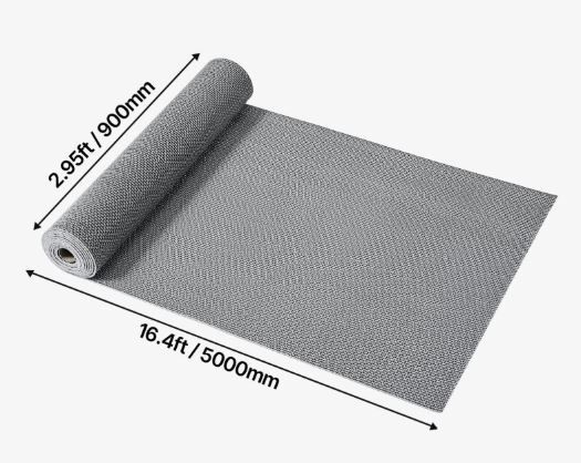 PVC Drainage Mat 3 x 16.4ft, Non-Slip Commercial Floor Mat Roll, Water Drainage Matting for Indoor & Outdoor Use, Restaurant, Pool, Patio, Bathroom, Grey