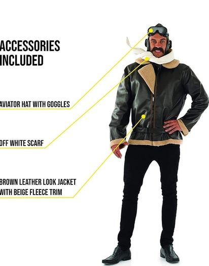 Aviator/ Pilot Jacket Men NEW Halloween