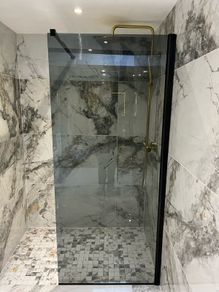 Ex Display Tinted Series 900 black Wet room shower panel