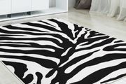 Black and White Area Rugs Living-Room - Non Slip, Abstract Rug, Easy Care Low Pile, 120 x 160 cm