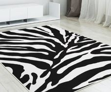 Black and White Area Rugs Living-Room - Non Slip, Abstract Rug, Easy Care Low Pile, 120 x 160 cm