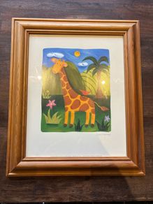 Framed art print titled 'Gerry the Giraffe' by Sophie Harding.