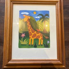 Framed art print titled 'Gerry the Giraffe' by Sophie Harding.
