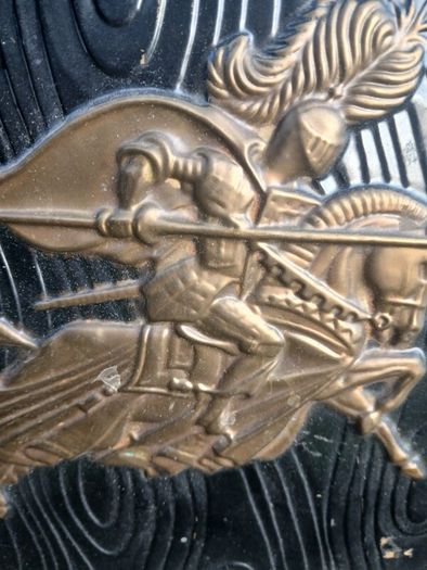 Brass knight plaque