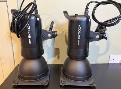 Pair of Godox SK300II Studio Flash Heads