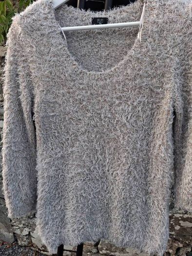 Beige Fuzzy Chenille with Gold Iridescent Sequins Jumper
