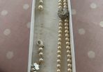 Double strand Faux pearls with Diamond clasp