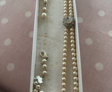 Double strand Faux pearls with Diamond clasp