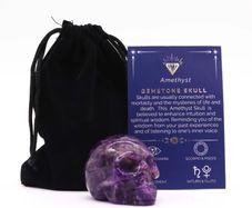 Large Amethyst Gemstone Skull  Hand-Carved Crystal Figurine