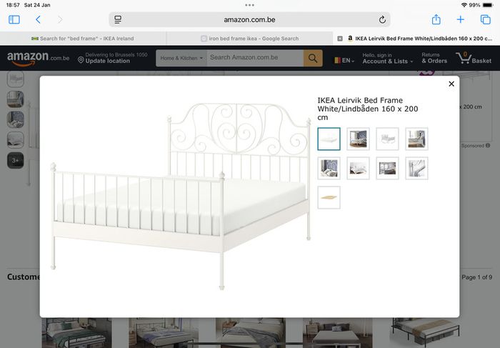 IKEA Leirvik iron double bed frame (white)
