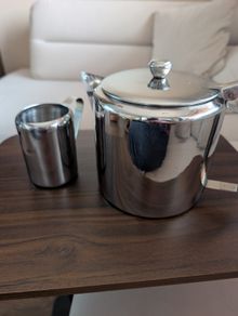 Steel Teapot and Milk Jug Set