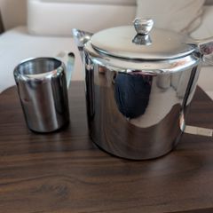 Steel Teapot and Milk Jug Set