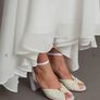 Pearl Bridal Block Heeled Sandals Ivory Size 5 Image 3