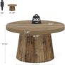 Round Coffee Table, 80 cm with Ribbed Drum Base & Wood Look Image 2