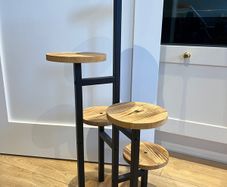 5-Tier Wooden Plant Stand with Black Metal Frame