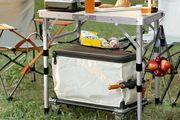 Adjustable Height Small Folding Table Portable Camp Tables (23.6" L x 15.7" W (2 Height)) with Mesh Layer for Outdoor Camp Garden Picnic BBQ Dining Cooking